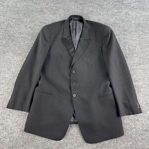 Armani Collezioni Tuxedo Blazer 46R Black Virgin Wool Made In Italy Formal
